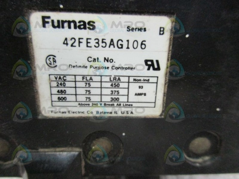 FURNAS 42FE35AG106 DEFINITE PURPOSE MAGNETIC CONTACTOR 3 POLE UNMP