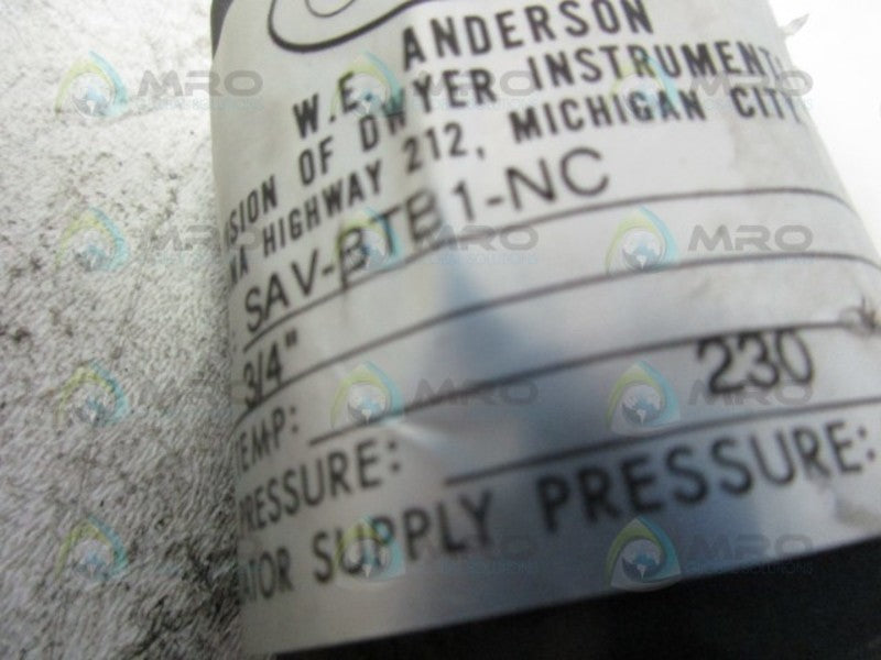 WE ANDERSON SAV-BTB1-NC ANGLE SEAT VALVE  UNMP