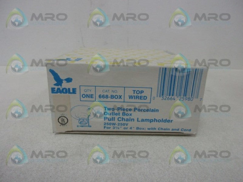 EAGLE 668-BOX PORCELAIN CEILING LAMPHOLDER PULL CHAIN  NSMP