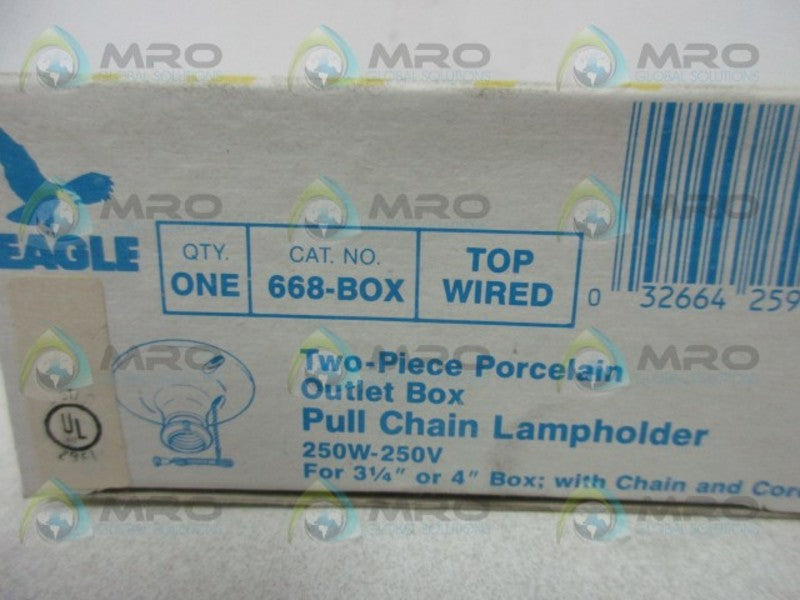 EAGLE 668-BOX PORCELAIN CEILING LAMPHOLDER PULL CHAIN  NSMP
