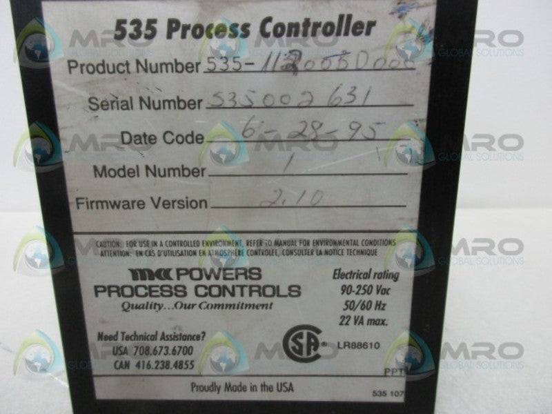 POWERS SERIES 535-11200B0000 PROCESS CONTROLLER  UNMP