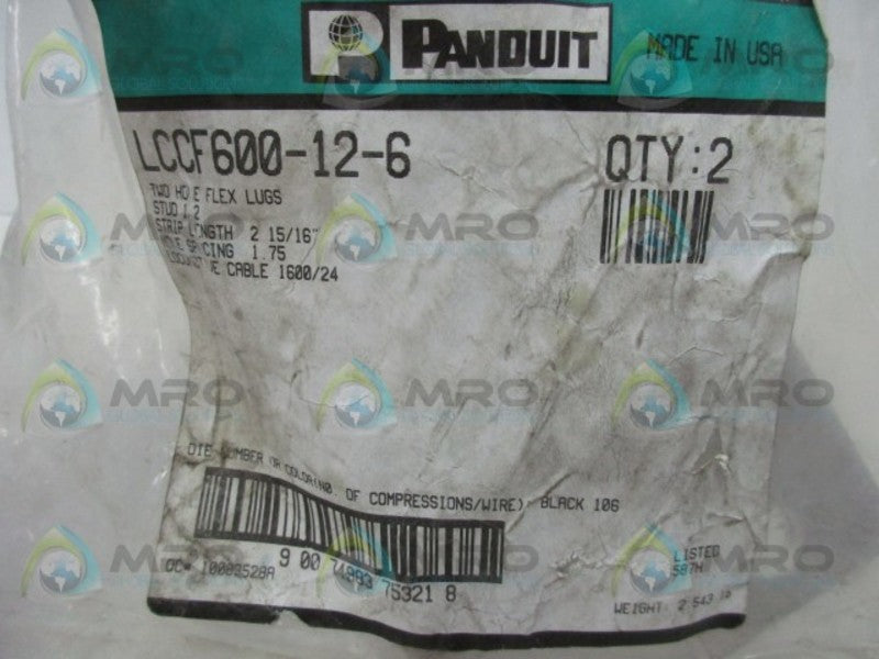 PANDUIT LCCF600-12-6 TWO HOLE FLEX LUGS (PKG OF 2)  NSMP