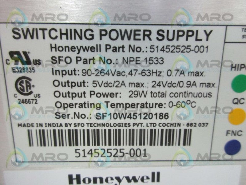 HONEYWELL 51452525-001 SWITCHING POWER SUPPLY  NSNP