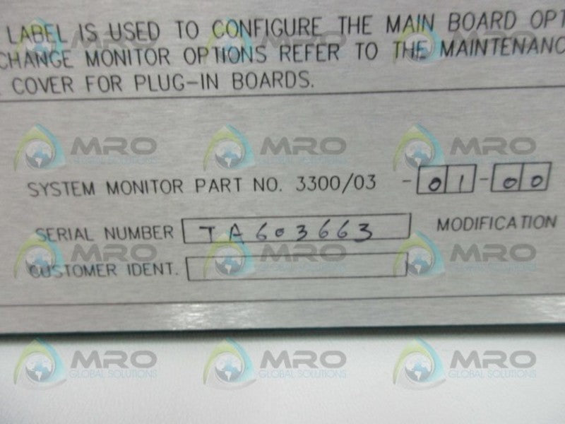 BENTLY NEVADA 3300/03-01-00 SYSTEM MONITOR  UNMP