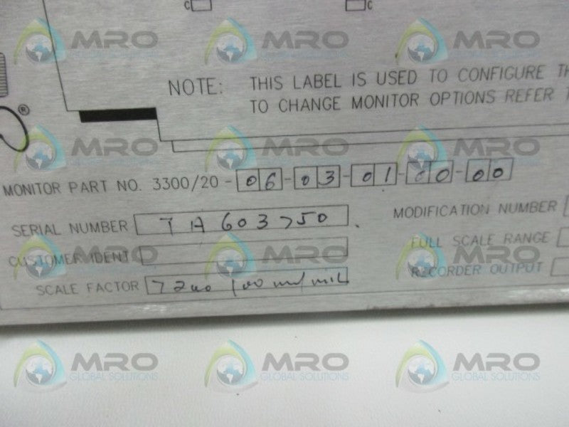 BENTLY NEVADA 3300/20-03-01-00-00 DUAL THRUST MONITOR  NSNP