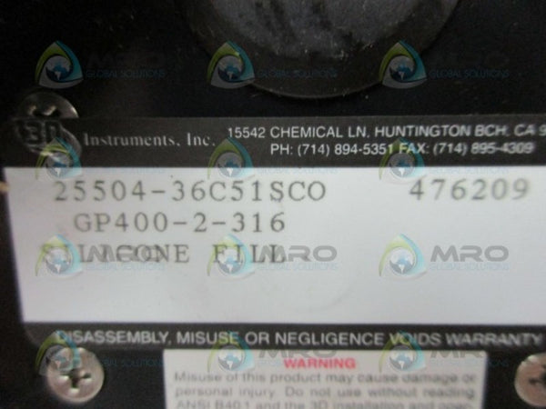3D INSTRUMENTS 25504-36C51SCO PRESSURE GAUGE  NSMP