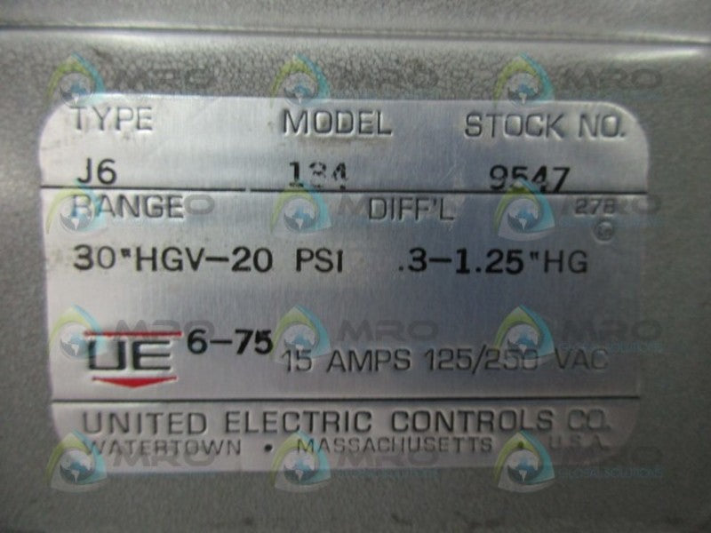 UNITED ELECTRIC J61349547 PRESSURE SWITCH  UNMP