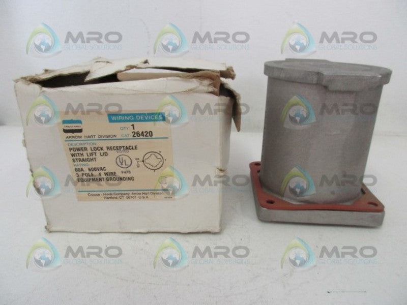 ARROW HART 26420 POWER LOCK RECEPTACLE W/ LIFT LID  NSNP I BOX