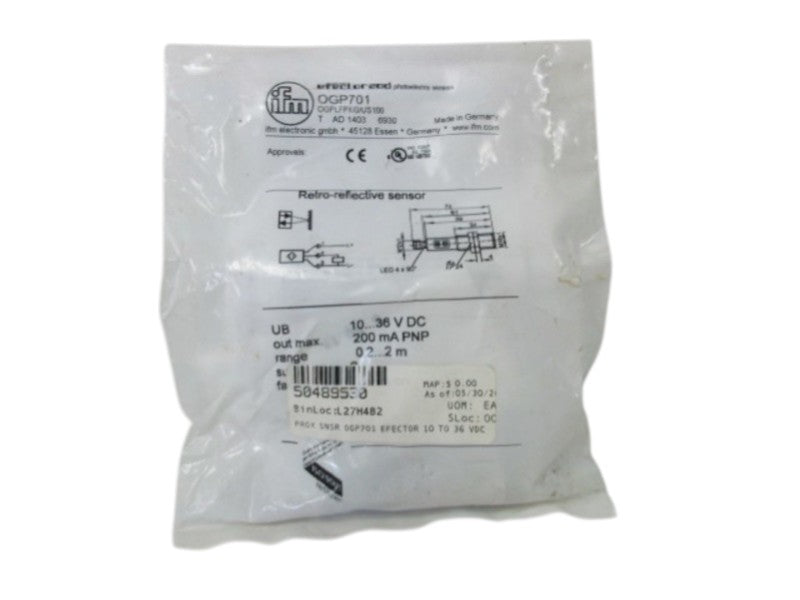 IFM EFECTOR OGP701 RETRO REFLECTIVE SENSOR  NSMP