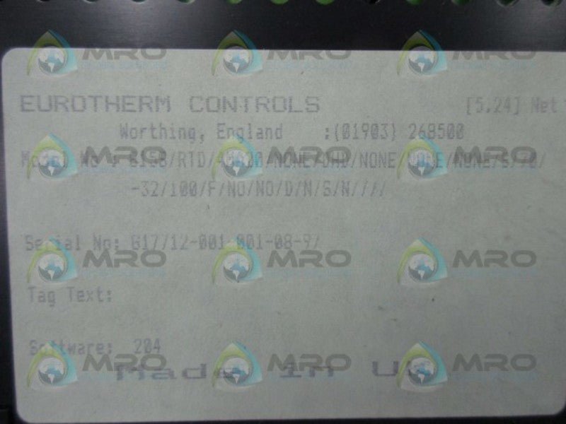 EUROTHERM 815S/RTD/4MA20/NONE/DHD/NONE/NONE/NONE/S/70/-32/100/F/NO/NO/D/N (UNMP)