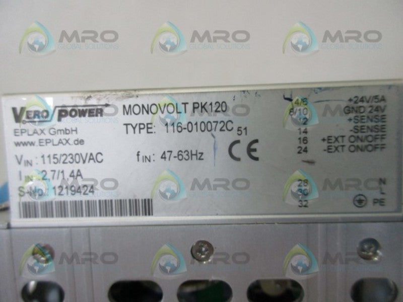 VERO POWER 116-010072C POWER SUPPLY  UNMP