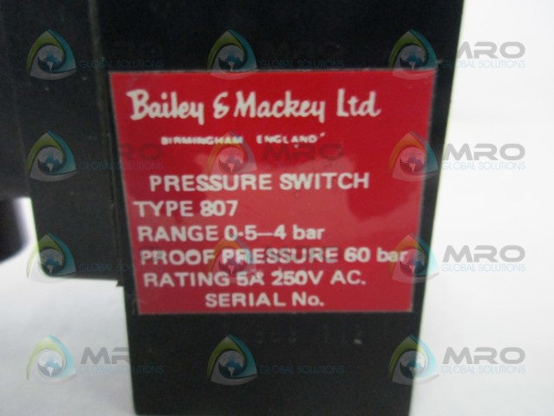 BAILEY & MACKEY 807 PRESSURE SWITCH 0.5-4 BAR  UNMP