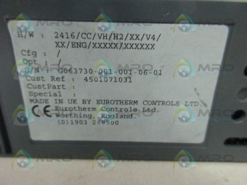 EUROTHERM 2416/CC/VH/H2/XX/V4/XX/ENG/XXXXX/XXXXXX CONTROLLER  NSNP