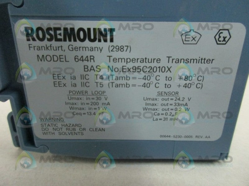 ROSEMOUNT MODEL 644RI1 TEMPERATURE TRANSMITTER  NSMP