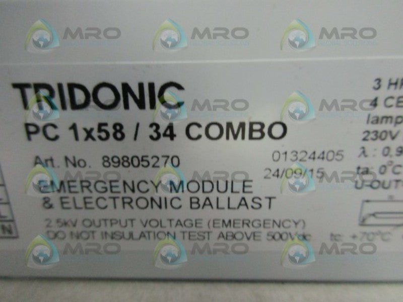 TRIDONIC 89805270 PC1X58/34COMBO 424-0252 ELECTRONIC BALLAST  NSMP