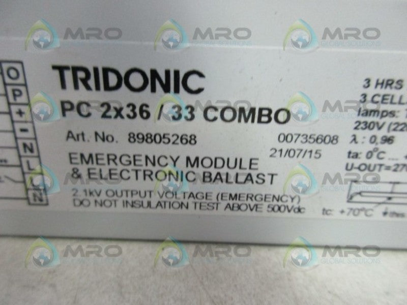 TRIDONIC 89805268 PC2X36/33COMBO 440-8060 ELECTRONIC BALLAST  NSMP