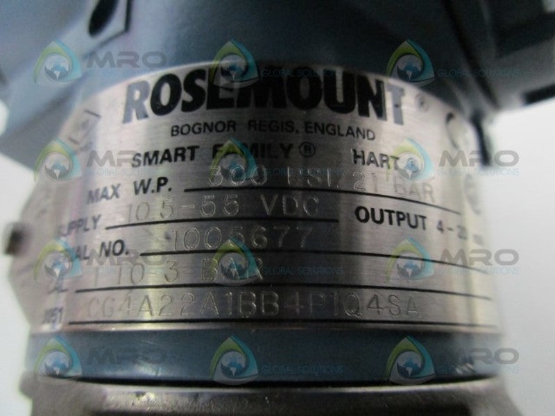 ROSEMOUNT 3051CG4A22A1BB4P1Q4SA PRESSURE TRANSMITTER  UNMP