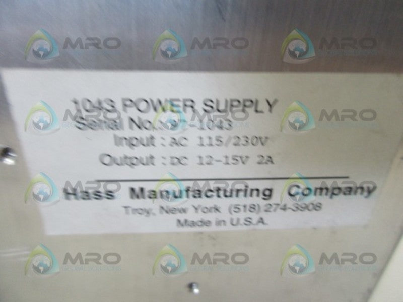 HASS MANUFACTURING 1043 POWER SUPPLY  UNMP