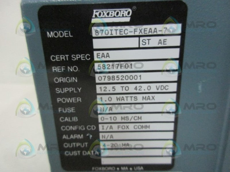 FOXBORO 870ITEC-FXEAA-7 CONDUCTIVITY TRANSMITTER  NSNP