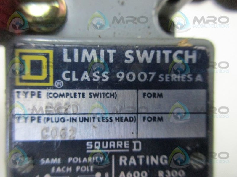 SQUARE D 9007-C62D LIMIT SWITCH  UNMP