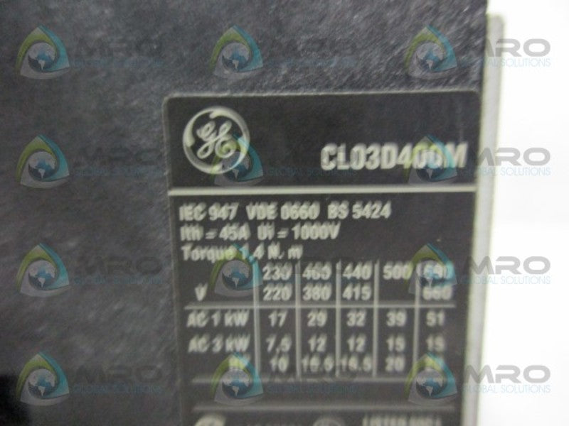 GENERAL ELECTRIC CL03D400M 120-125VDC CONTACTOR  UNMP