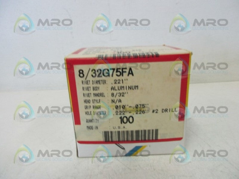 GESIPA 8/32G75FA (PGK OF 100) .221" RIVET  NSMP