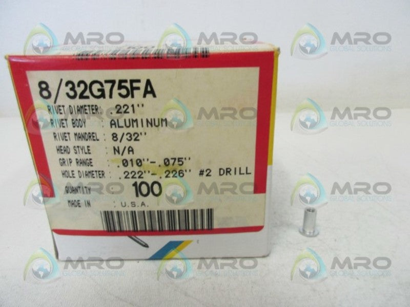GESIPA 8/32G75FA (PGK OF 100) .221" RIVET  NSMP