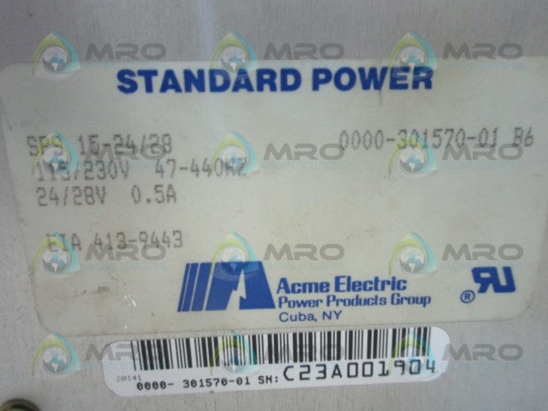 ACME ELECTRIC SPS-15-24/28 POWER SUPPLY  UNMP