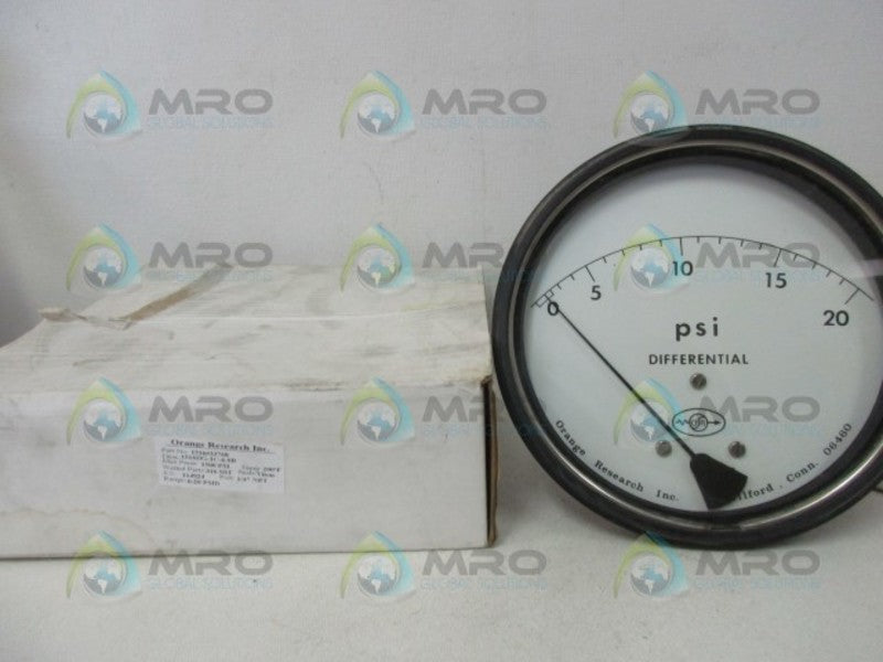ORANGE RESEARCH 1516DG-1C-6.0B PRESSURE GAUGE 0-20 PSI  NSMP