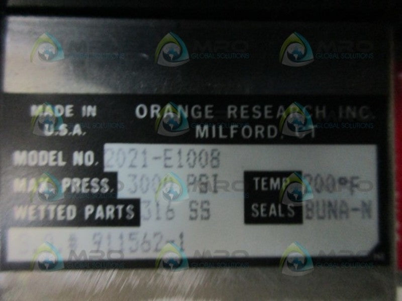 ORANGE RESEARCH 2021-E100B DIFFERENTIAL PRESSURE GAUGE 0-3 NITROGEN  UNMP