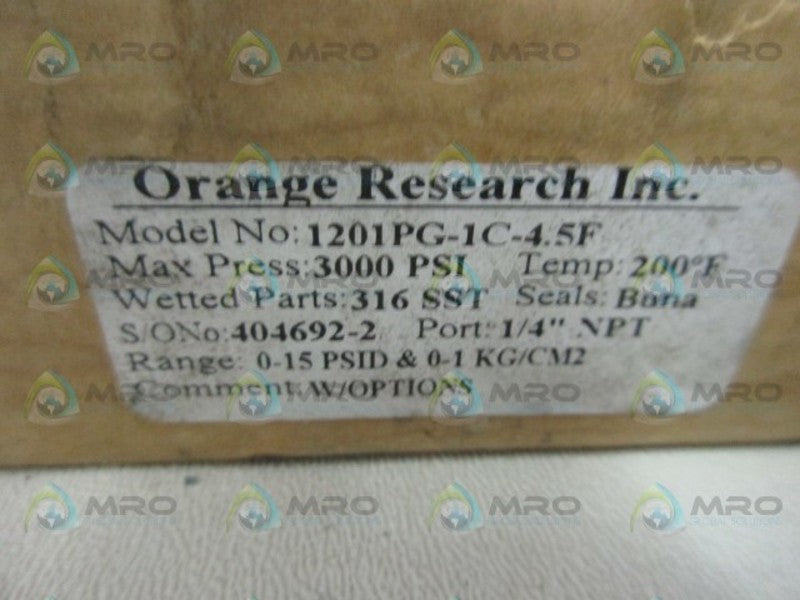 ORANGE RESEARCH 1201PG-1C-4.5F DIFFERENTIAL PRESSURE INSTRUMENT  NSMP