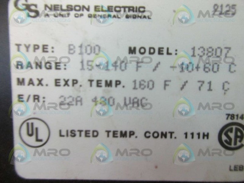 NELSON ELECTRIC B100-13807 TEMPERATURE CONTROLLER  NSNP