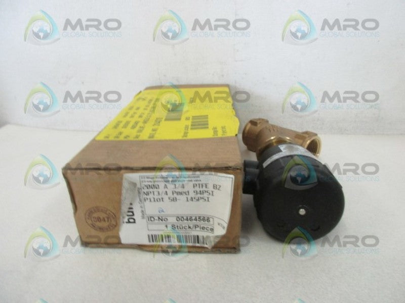 BURKERT 2000 A 3/4 PTFE BZ 2-WAY PISTON OPERATED ANGLE VALVE  NSMP
