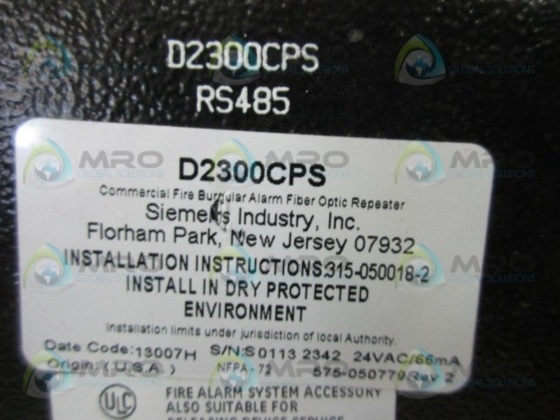 SIEMENS D2300CPS DATA REPEATER 2 WIRE  UNMP