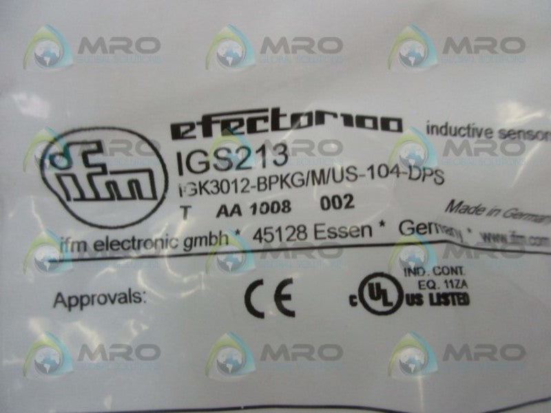 IFM EFECTOR IGS213 INDUCTIVE PROXIMITY SENSOR  NSMP