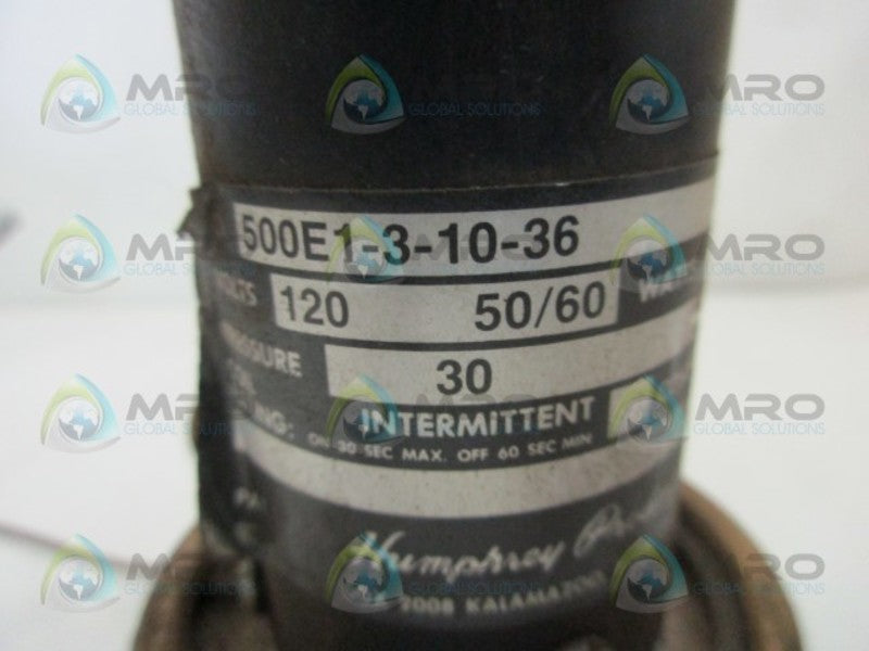HUMPHREY 500E1-3-10-36 VALVE ELECTRIC SINGLE 3WAY  UNMP