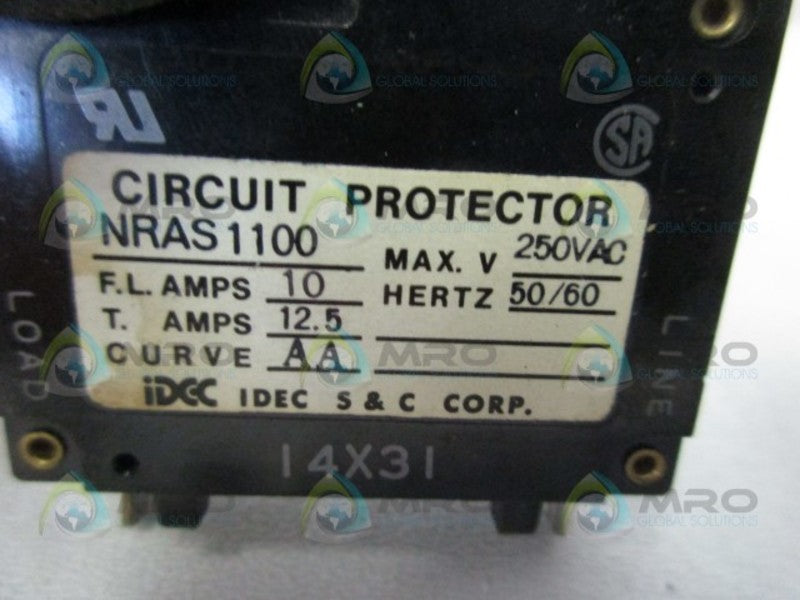 IDEC NRAS1100-12.5A-AA CIRCUIT PROTECTOR 12.5A  UNMP