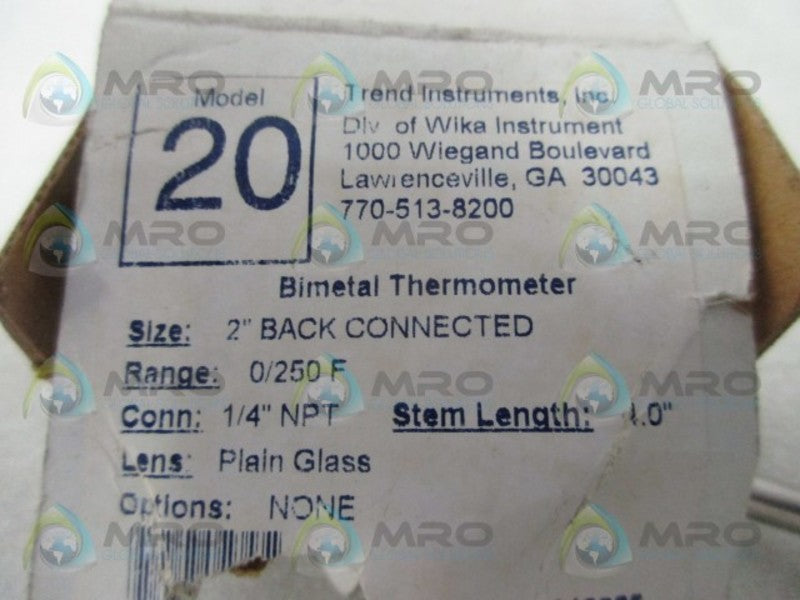 TREND INSTRUMENTS MODEL 20 2'' BIMETAL THERMOMETER  NSMP