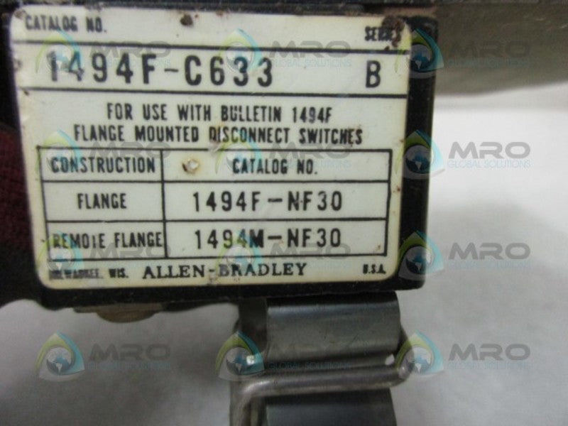 ALLEN BRADLEY 1494F-C633 SER. B FUSE BLOCK ADAPTER PLATE KIT  UNMP