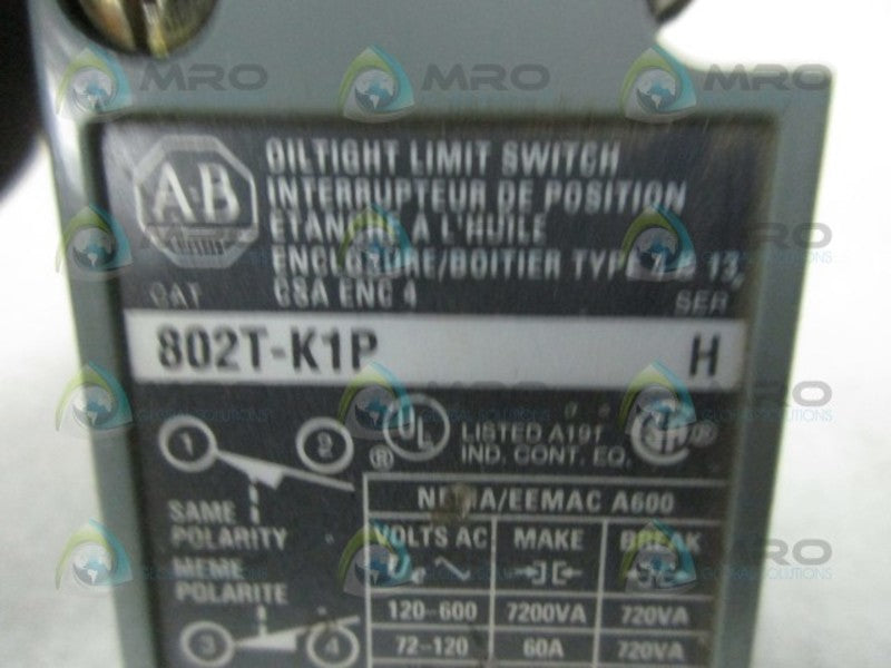 INDUSTRIAL SPARE PART 802T-K1P SER. H OILTIHGT LIMIT SWITCH  UNMP