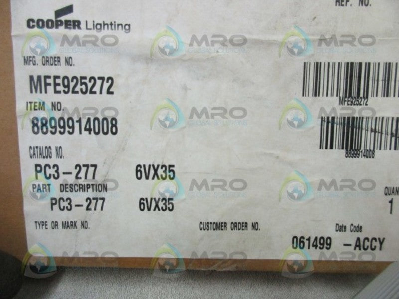 COOPER LIGHTING PC3-277 WHITE NEMA CORDSET  NSMP