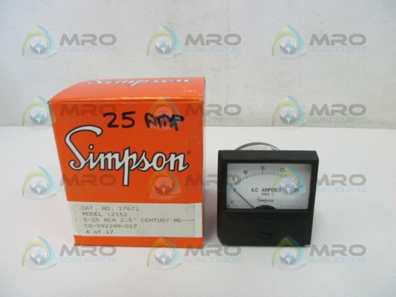 SIMPSON 2152 PANEL METER 0-25 ACA  NSMP