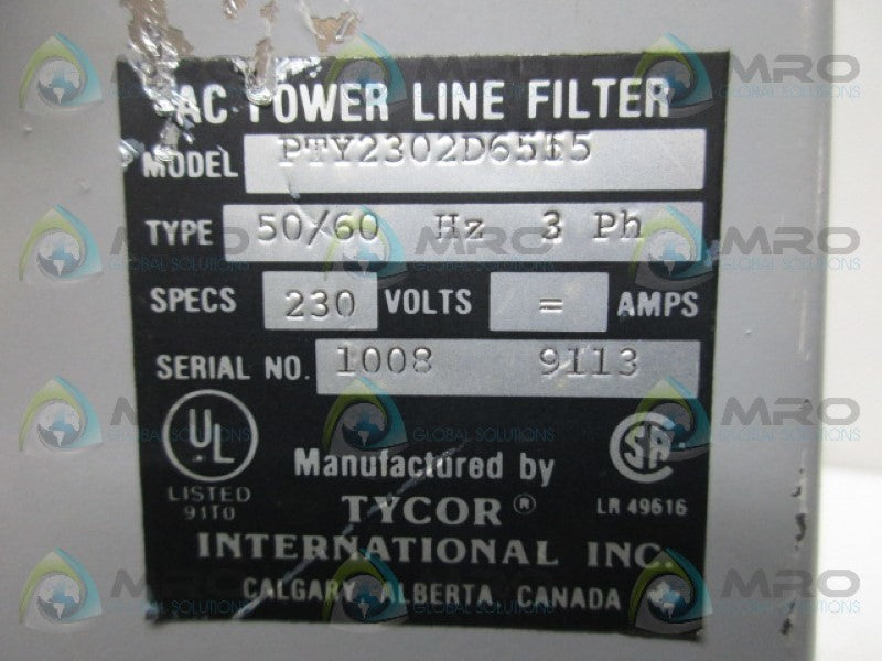 TYCON INTERNATIONAL PTY2302D65I5 AC POWER LINE FILTER  UNMP