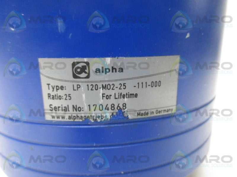 ALPHA LP120-M02-25-111-000 GEAR MOTOR RATIO 25  UNMP