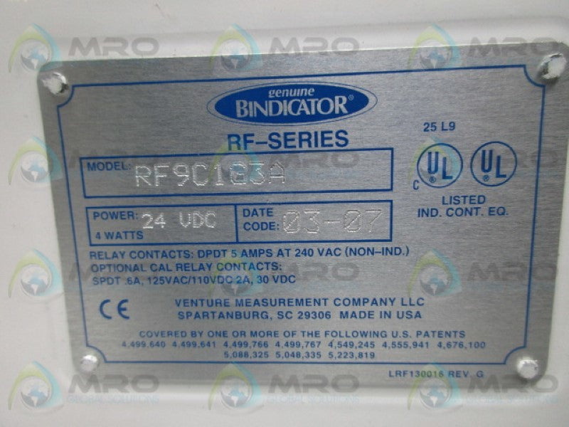 BINDICATOR RF9C1G3A LEVEL SENSOR  NSNP