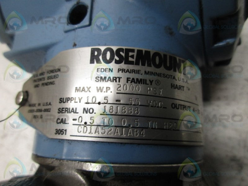 ROSEMOUNT 3051CD1A52A1AB4 TRANSMITTER  UNMP