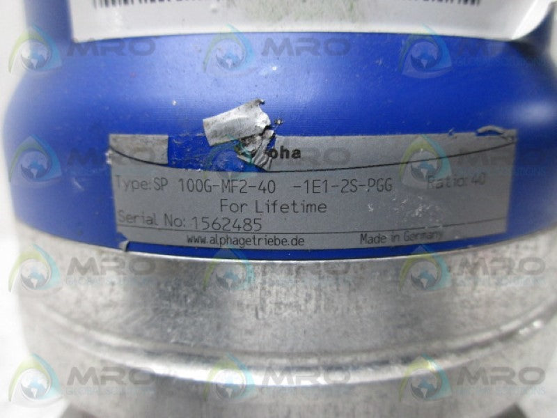 ALPHA SP100G-MF2-40-1E1-2S-PGG GEAR MOTOR RATIO 40 (AS PICTURED)  NSNP