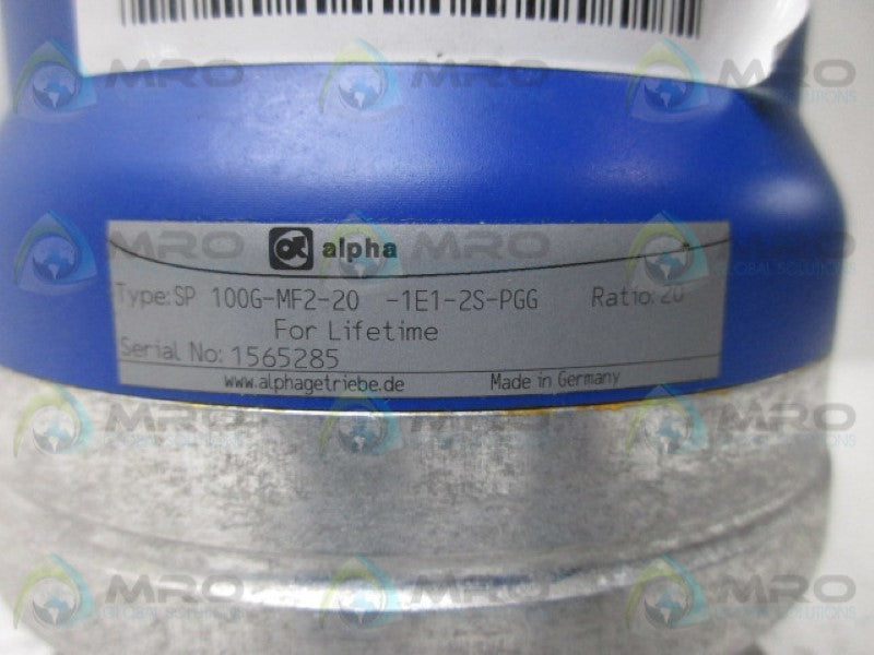 ALPHA SP100G-MF2-20-1E1-2S-PGG GEAR MOTOR RATIO 20  NSNP