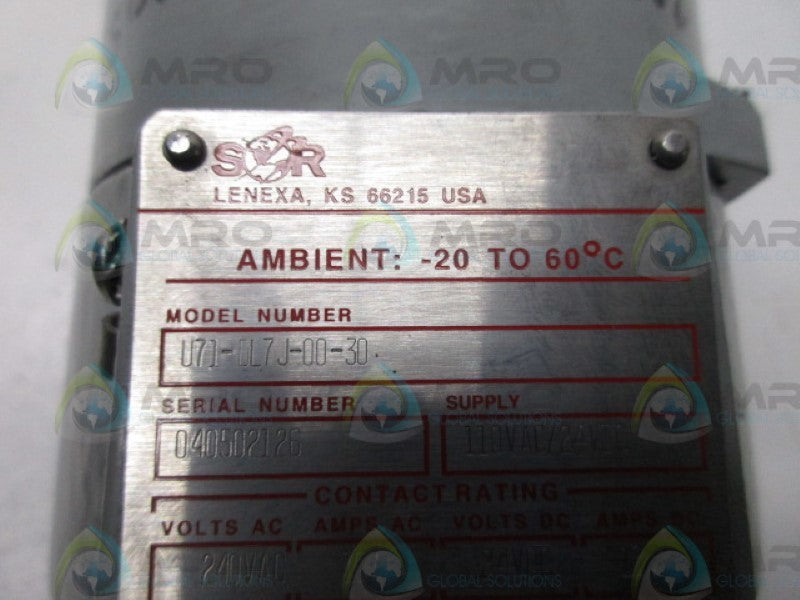 SOR U71-DL7J-00-30 ULTRASONIC LEVEL TRANSMITTER DETECTOR NSNP