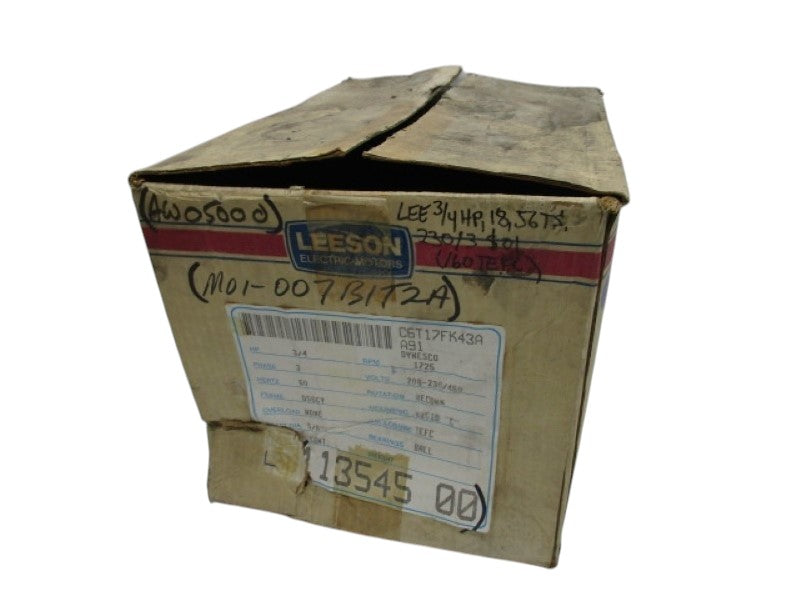 LEESON C6T17FK43A MOTOR 3/4HP 1725RPM NSMP